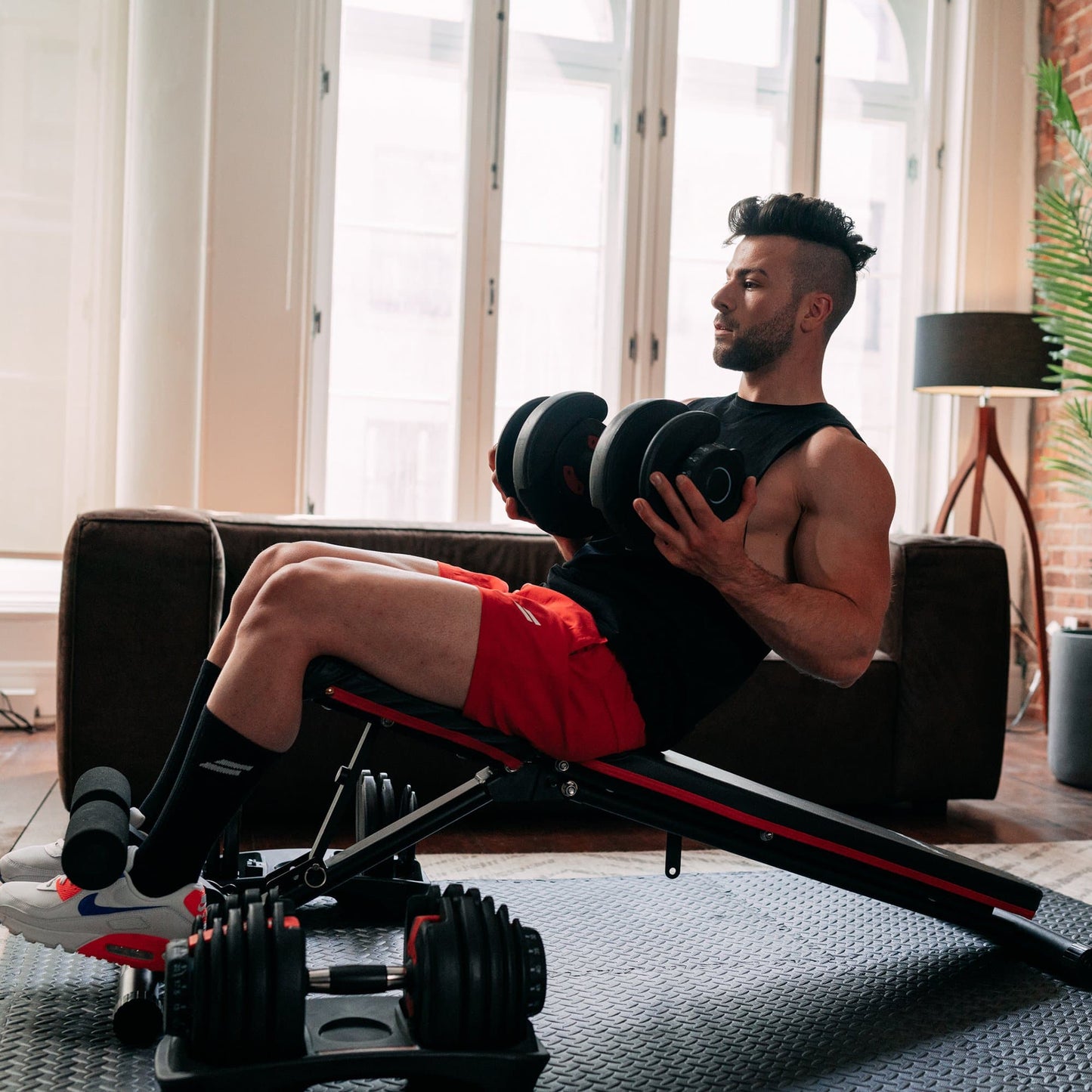 Bundle: Set of Dumbbells (5 - 52.5 lb) & Bench
