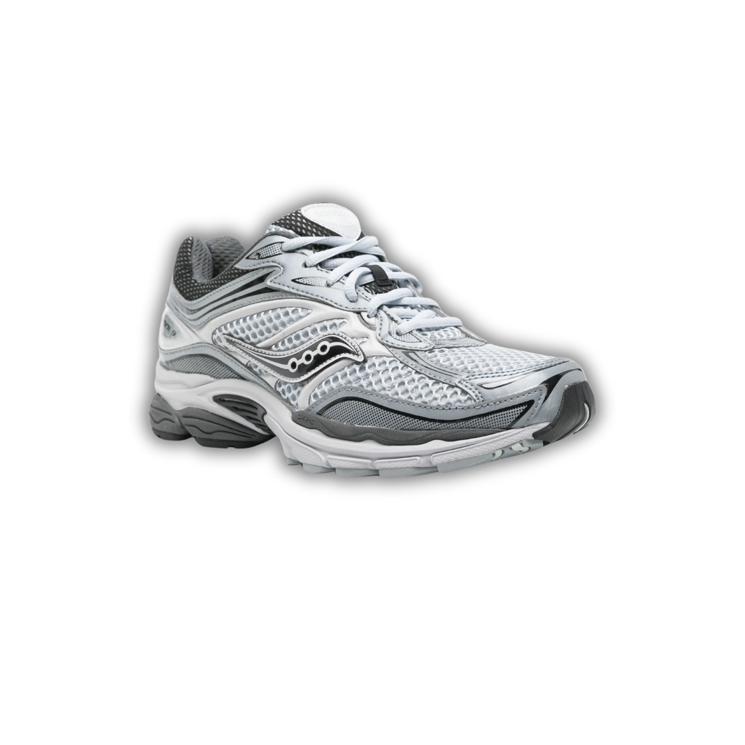Saucony OMNI 9 coloris White & Grey - vue 1