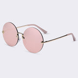 AOFLY Round Rimless Women Vintage Sun Glasses Women Brand Design Mirrored Lens UV400