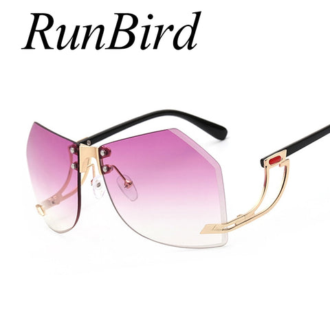 Runbird  Unique Oversized Sunglasses Women Rimlesss Brand Designer