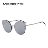 MERRY'S New Arrival Women Classic Brand Designer Cat Eye Sunglasses Rimless Metal Frame
