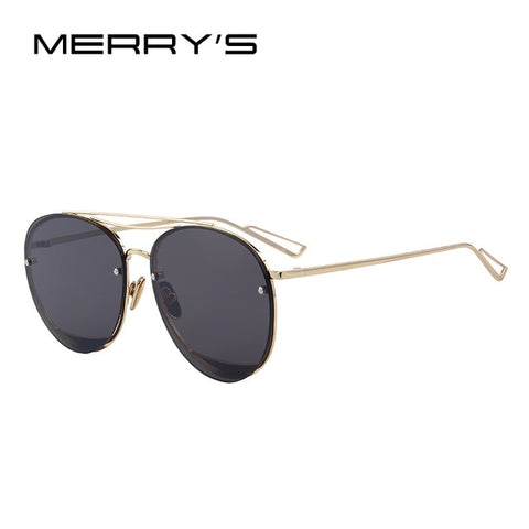 MERRY'S New Arrival Women Classic Brand Designer Rimless Sunglasses Twin Beam Metal Frame