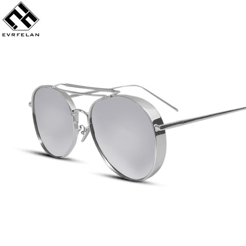 Evrfelan New Fashion pilot Sunglasses Women Oval HD Driving Sunglasses Pilot Glasses Metal Frame